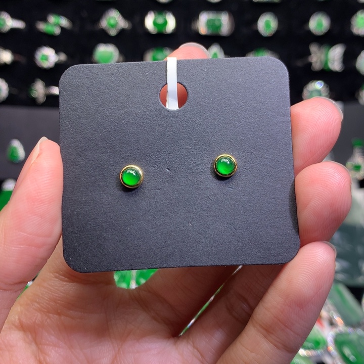 【闪购商品】翡翠耳饰银S925镶嵌天然翡翠