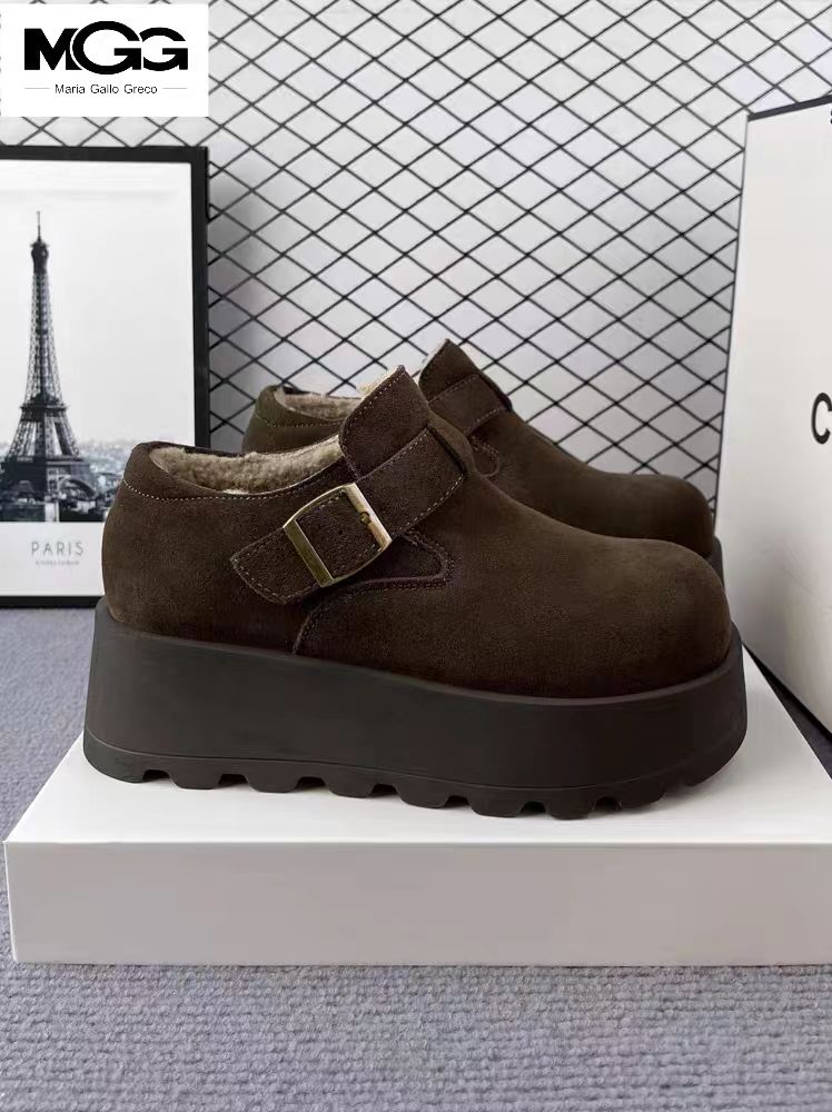 1535-MGG休闲风复古港风纯色棉鞋冬季松糕鞋