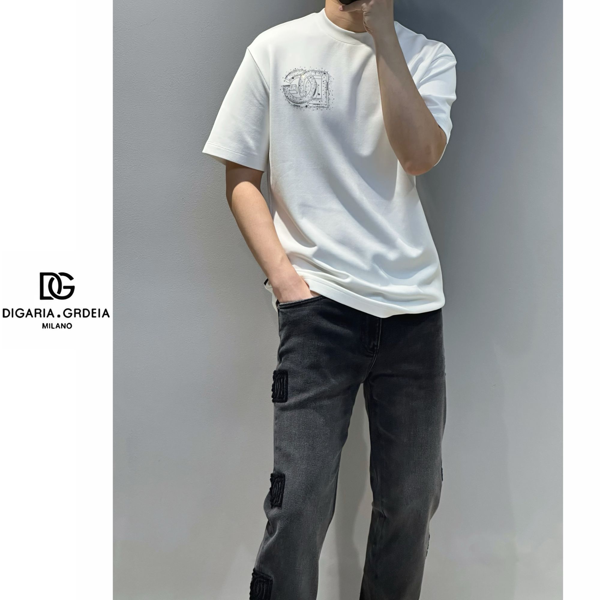  170 迪噶雅DG/25秋冬新款男士匹马棉莫代尔面料宽松休闲短袖T恤