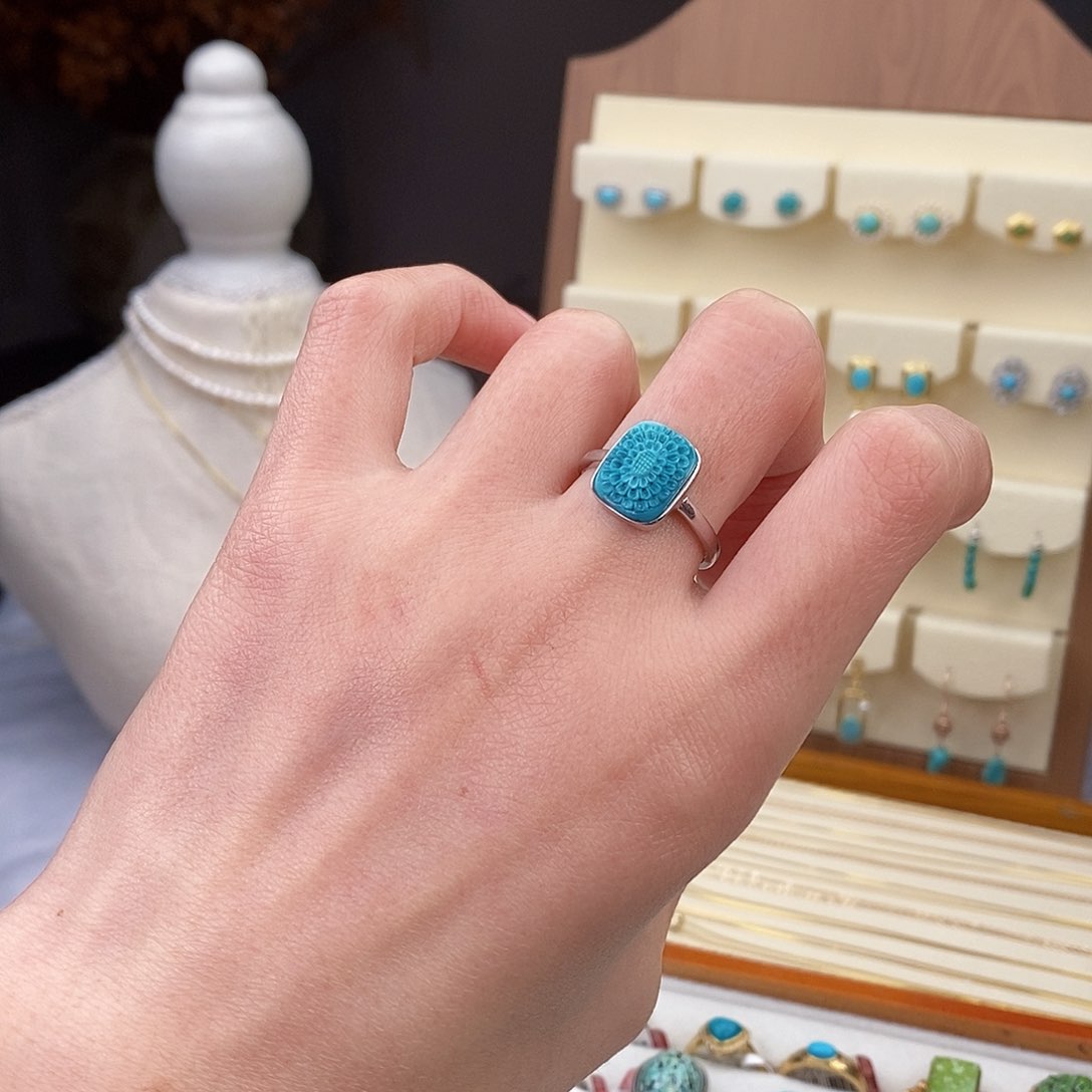 绿松石戒指银S925镶嵌