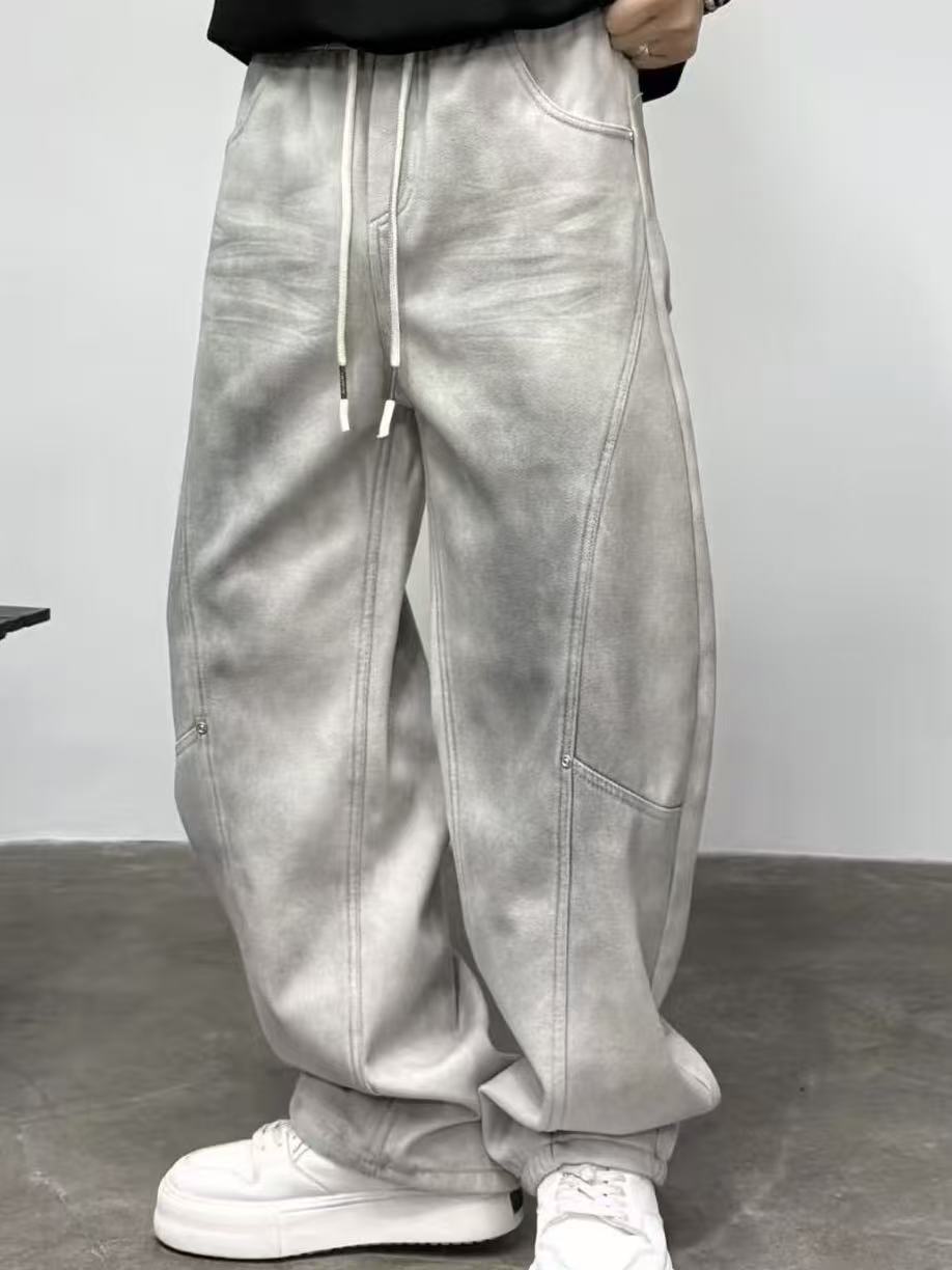 男复古水洗男加绒休闲裤百搭秋冬休闲裤