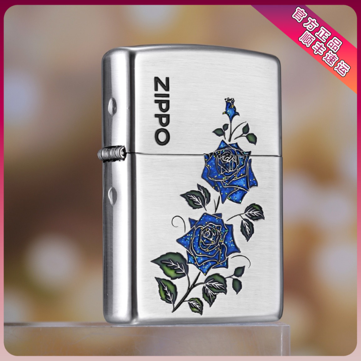 ZIPPO/之宝美国打火机玫瑰恋曲手工填金夜光送男朋友礼物DYH1X1