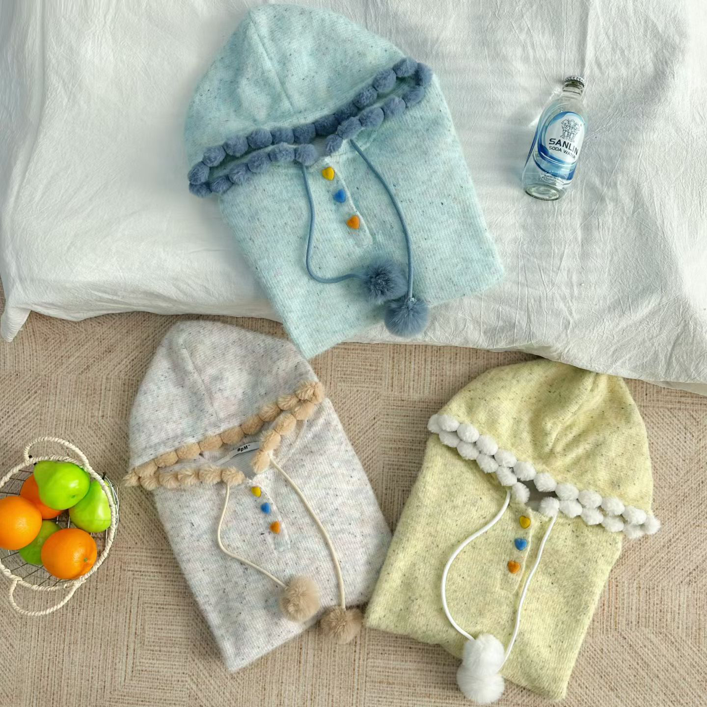 JIEJIE-【冬日团子】韩系简约加厚连帽宽松卫衣