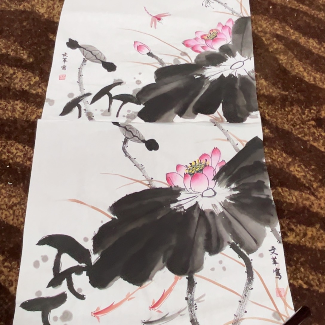 国画仝文革老师三尺斗方两张