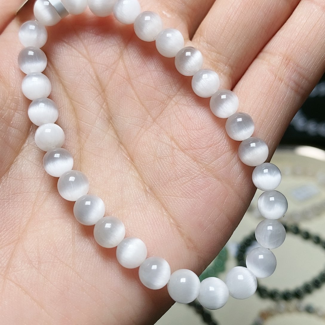 未镶嵌手串水晶白兔毛