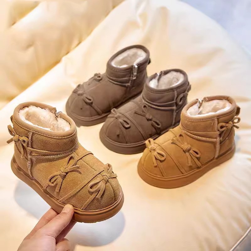 2024冬新款雪地靴儿童靴子中大童棉靴男女童软底加绒保暖防水棉靴