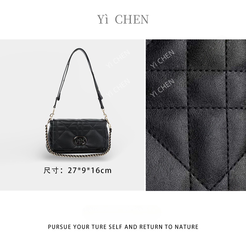 【Yì CHEN】QYX-98165-黑色 简约时尚女士新款轻奢单肩斜跨包