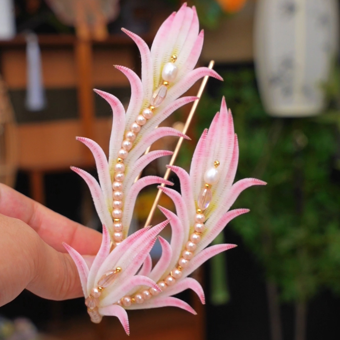 锦簪阁（有凤来朝）非遗手工绒花细绒发钗古风发饰非遗传承