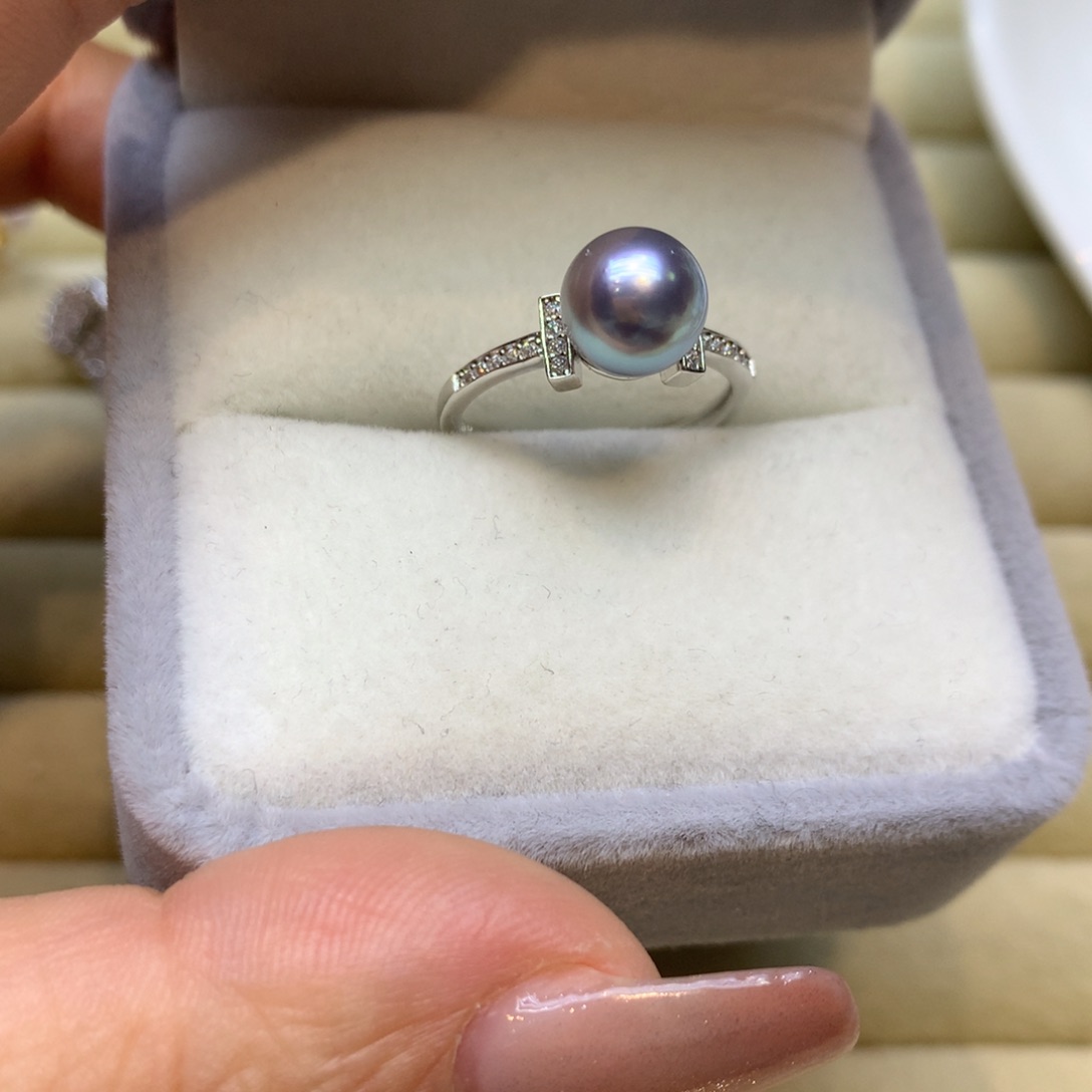 银S925镶嵌戒指海水珍珠