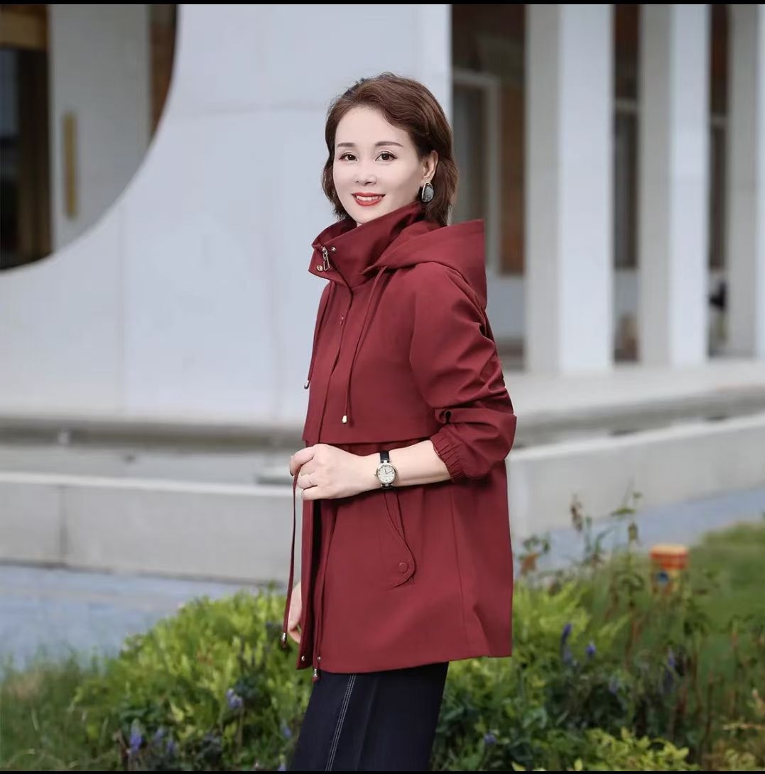 2025冬季新款夹棉风衣中老年妈妈装棉服时尚百搭外套