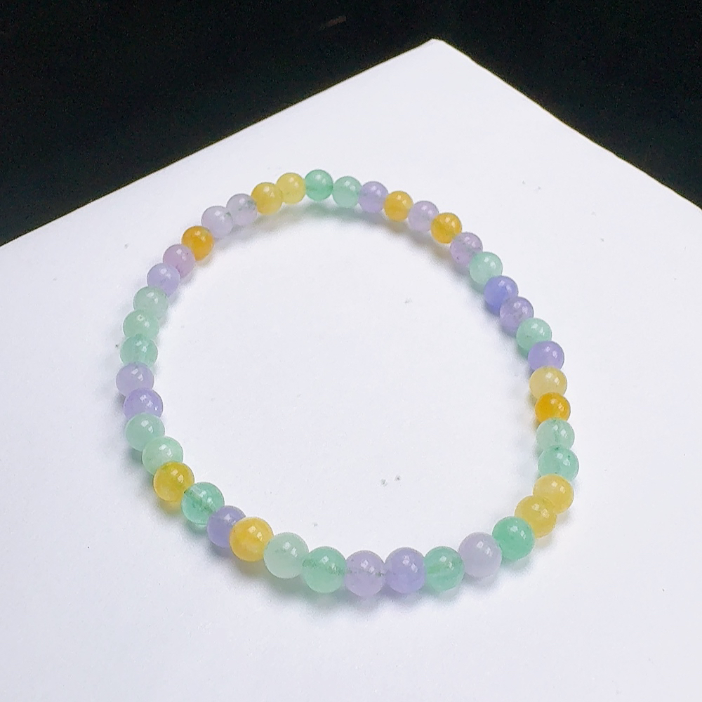 天然缅料A货 多宝手串冰种胶润 4.5mm  发一