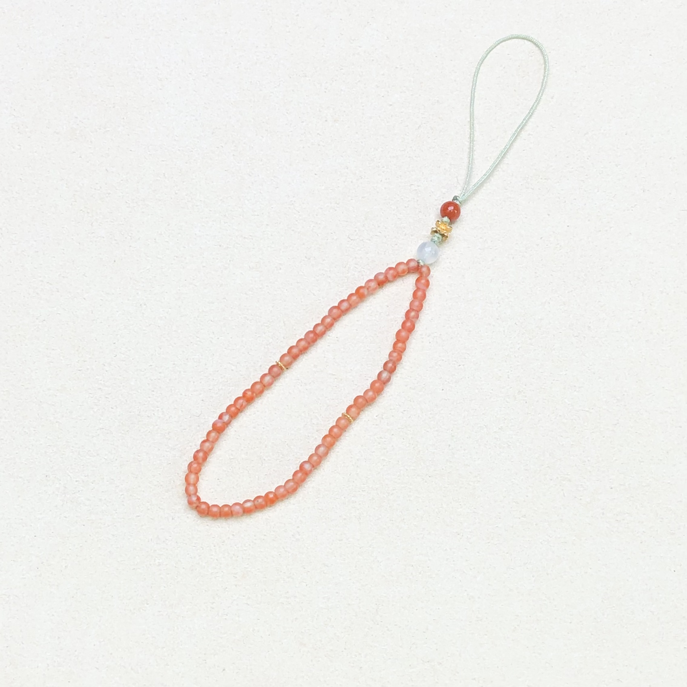 【原矿无注胶】保山南红小米珠卡2手机挂