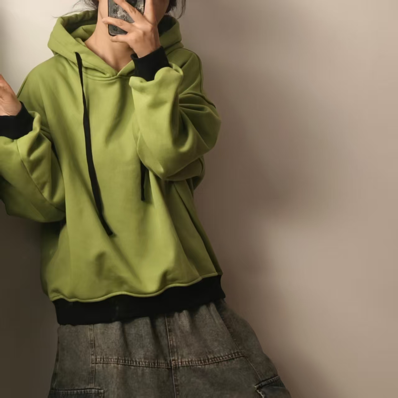 虞姑娘推荐  冬季水洗做旧糖果色连帽夹绒卫衣【衣长60胸围140】