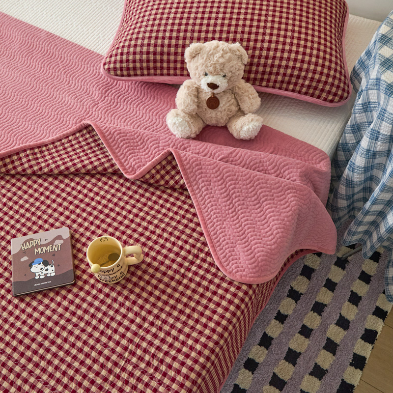 小茹家居   秋冬季新品棉绒双面床盖三件套