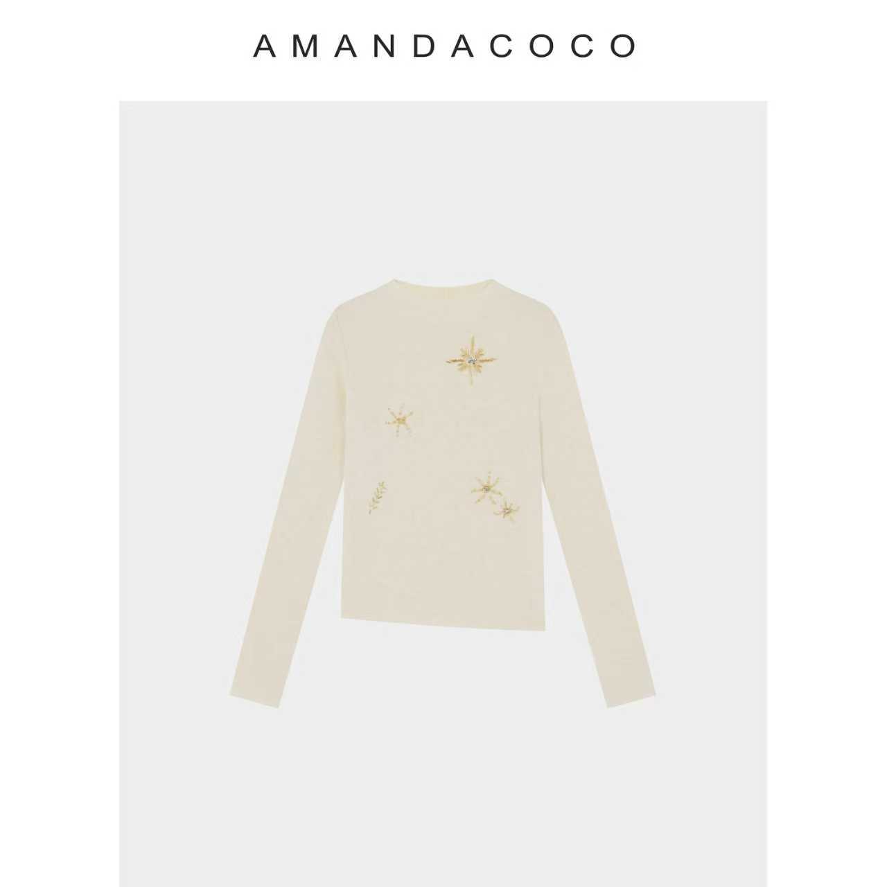 白露落霜～25秋冬法式精致感手工钉珠修身气质针织打底