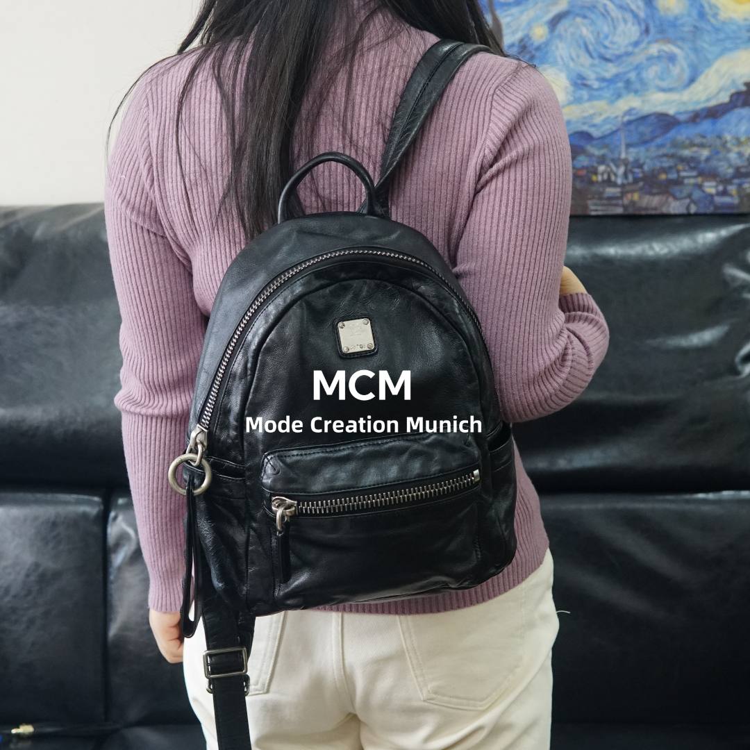 95新 MCM 黑色双肩包/SD12327059/7059