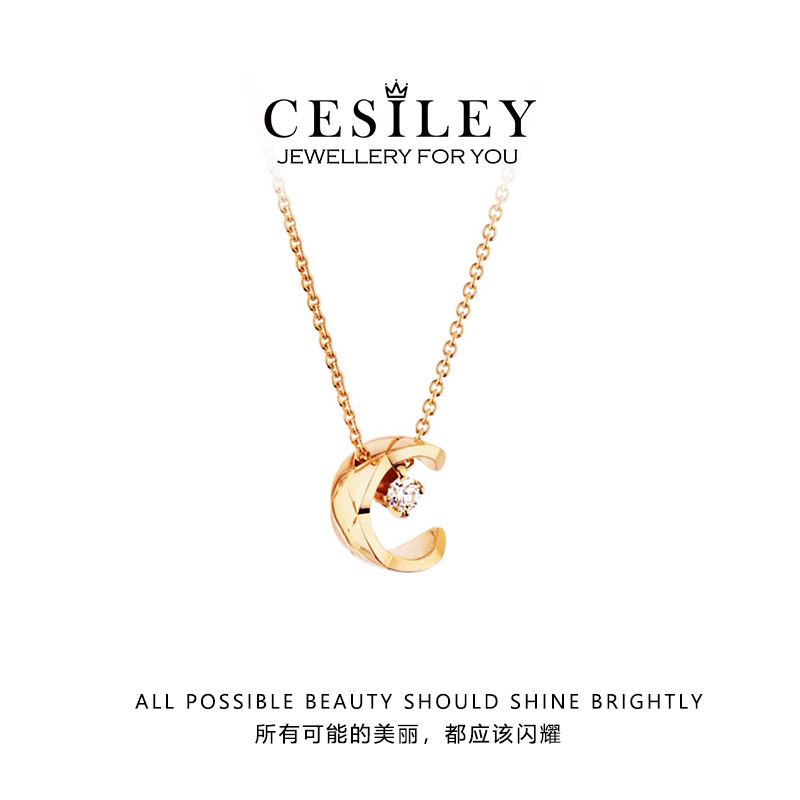 铜合金项链 菱格纹水冰月项链DTB2012