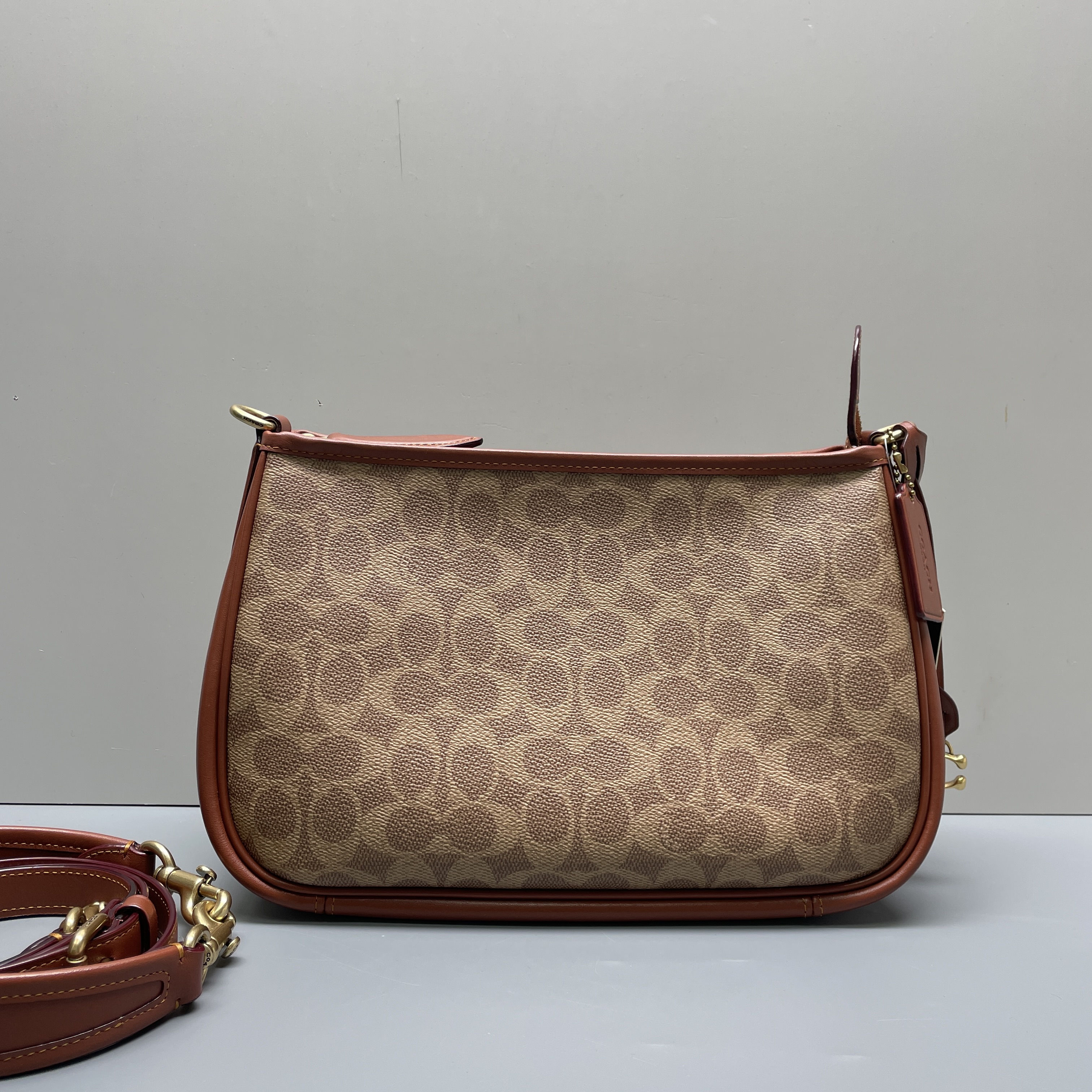 95新 COACH/蔻驰 小林/cary28红棕单肩腋下包28*19*12cmB111913