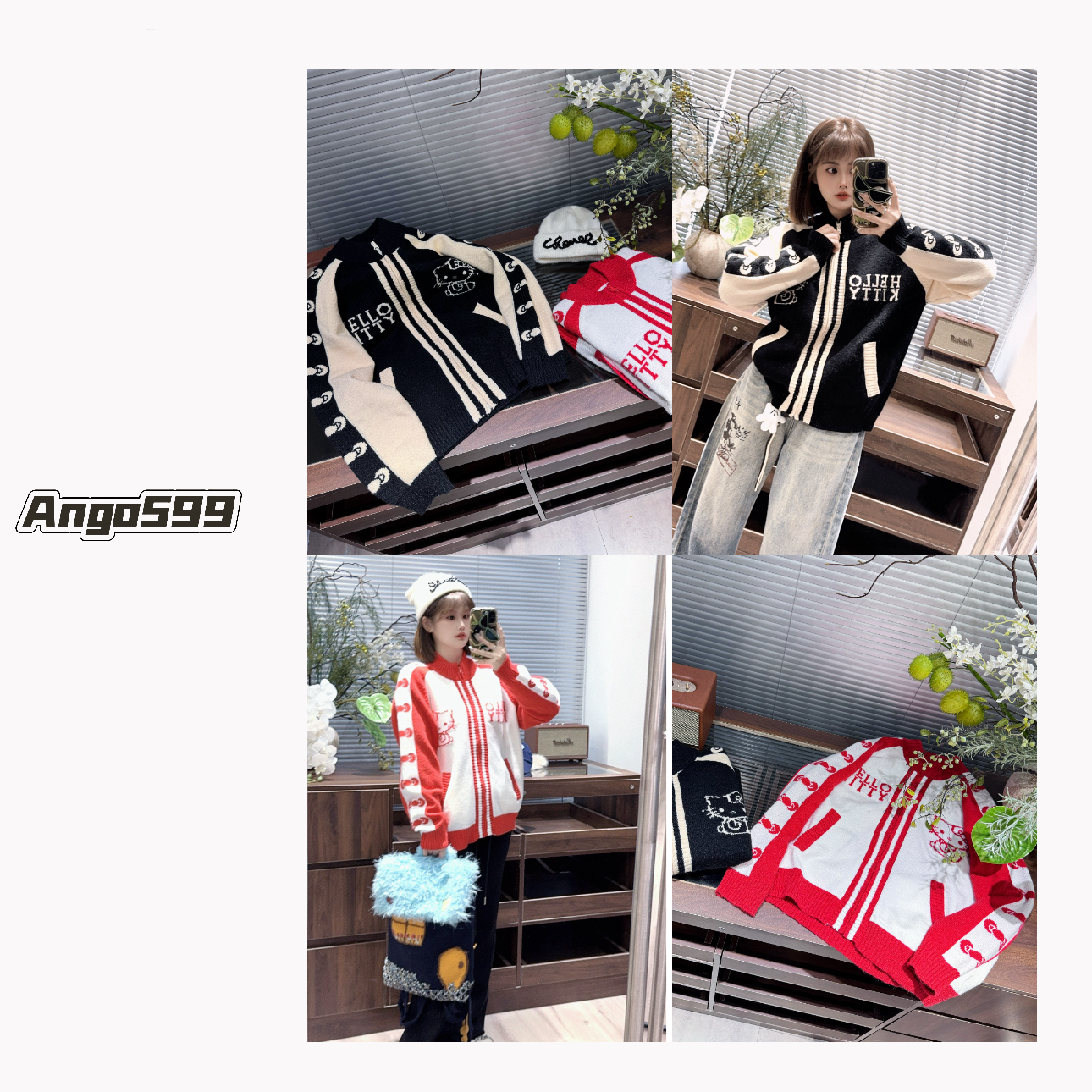 串标KT*小众设计感撞色加厚提花KT猫ins韩版保暖秋冬毛衣冬季外套