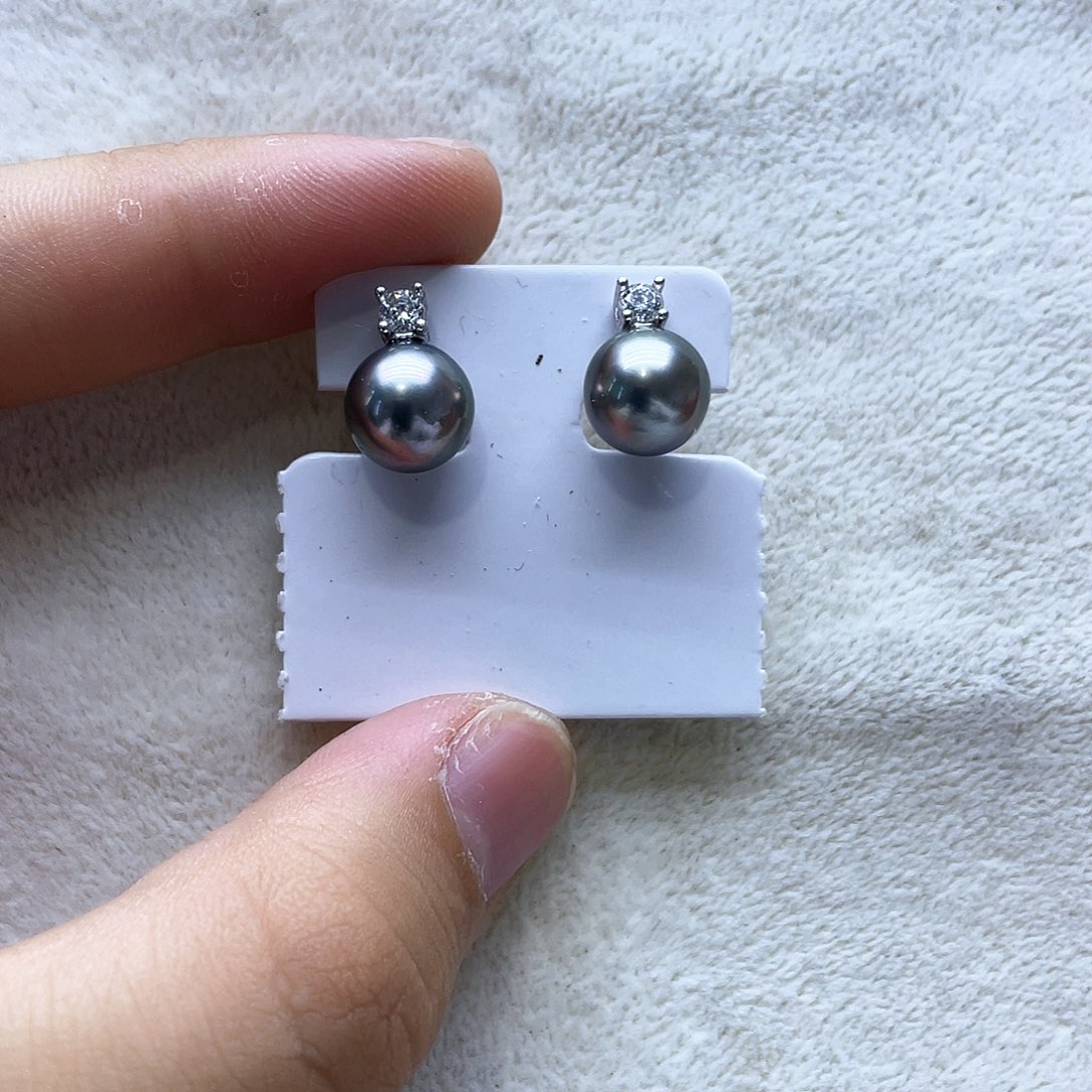 海水珍珠耳饰银S925镶嵌