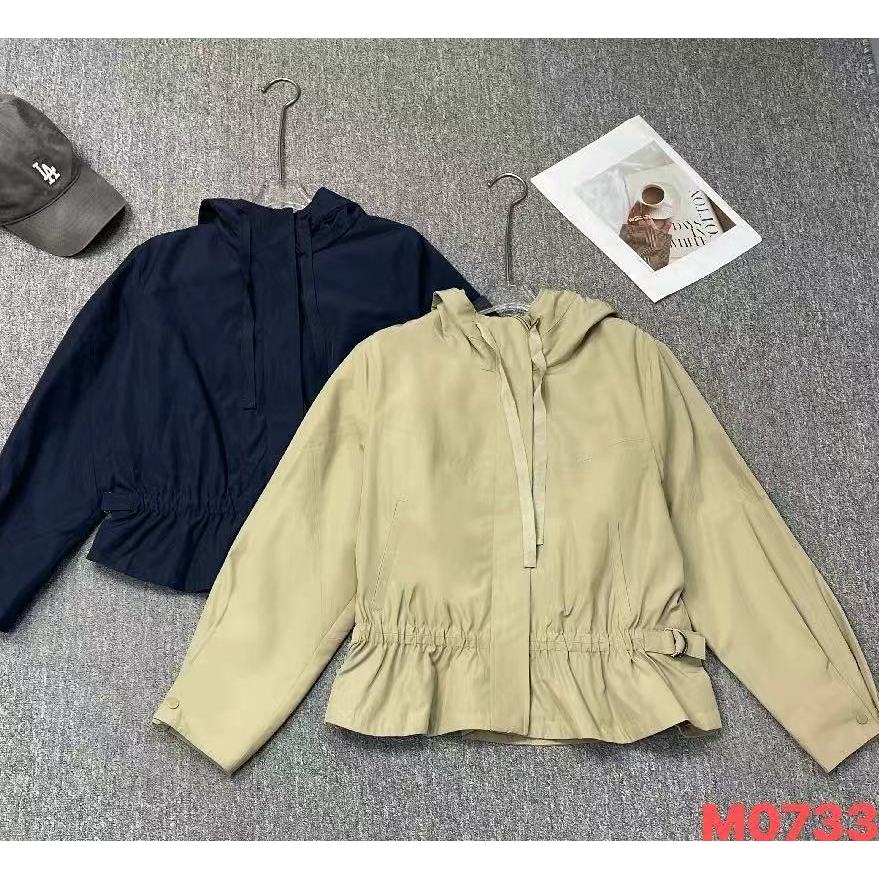 Mozch  抽绳连帽收腰显瘦荷叶花苞型减龄风衣外套0733