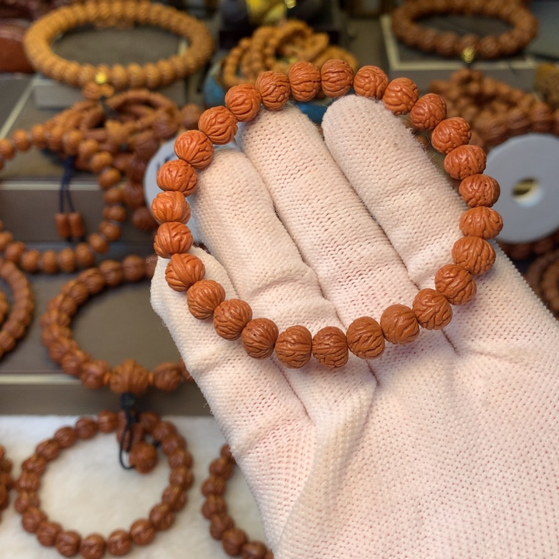 六***迹桃核手串秦岭龙纹