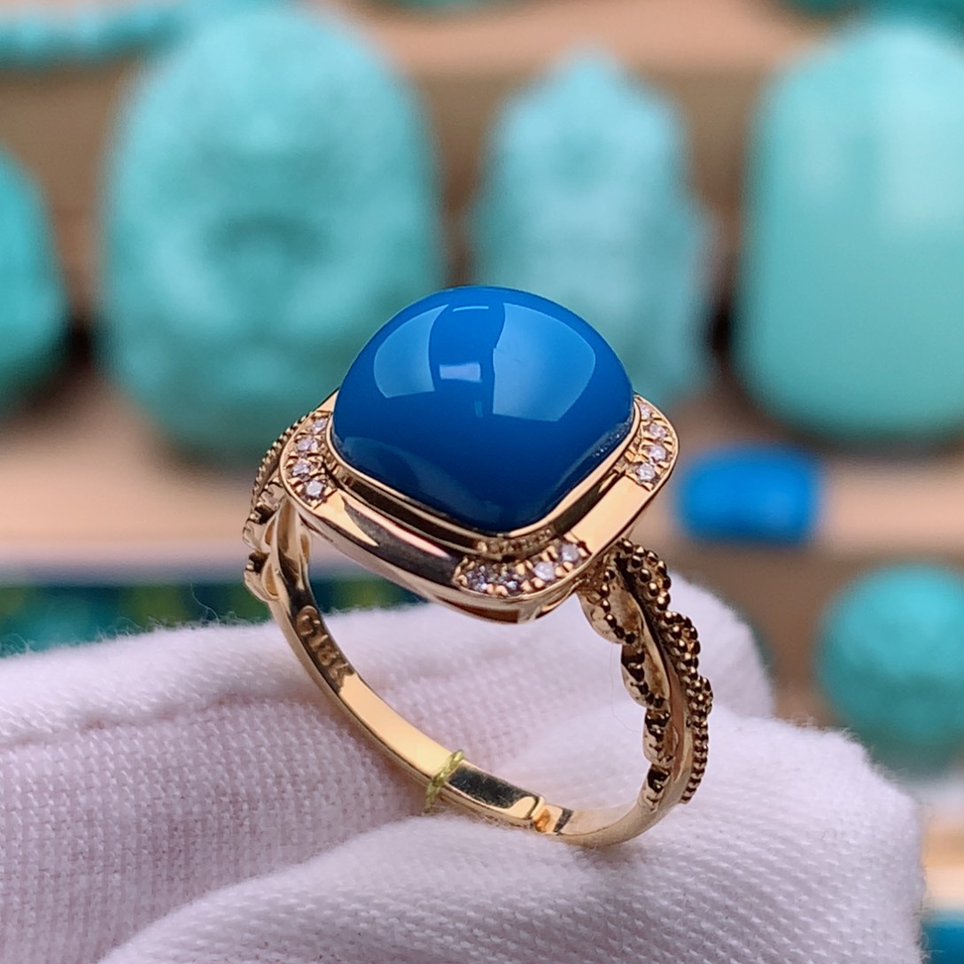 绿松石珠宝奇石18K金镶嵌