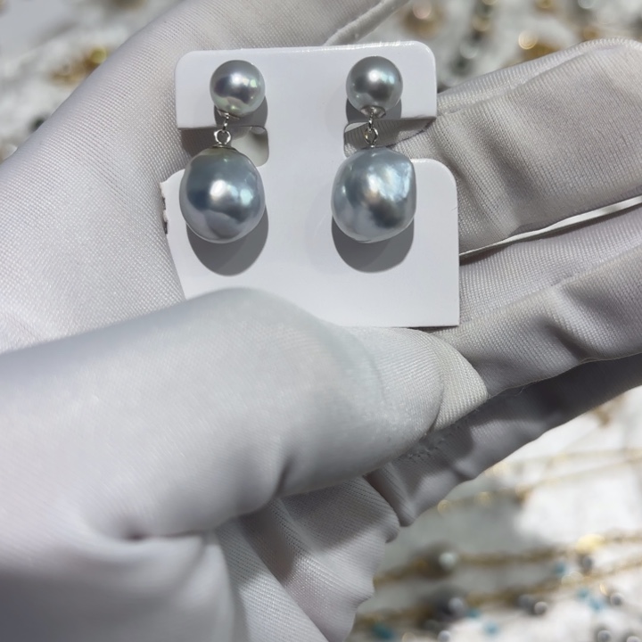 暖***儿海水珍珠耳饰18K金镶嵌