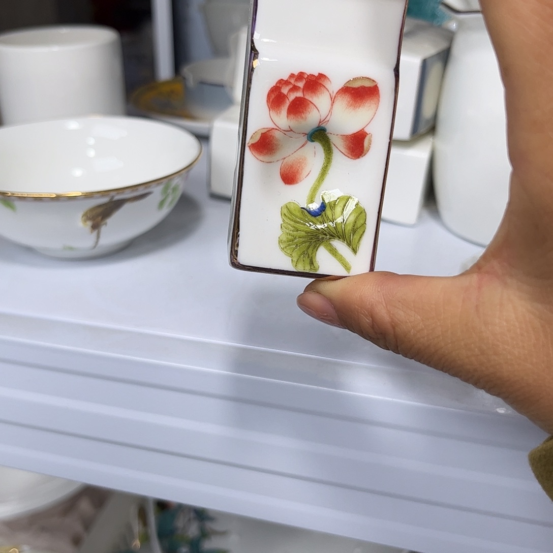 瓷片荷塘筷子架十个
