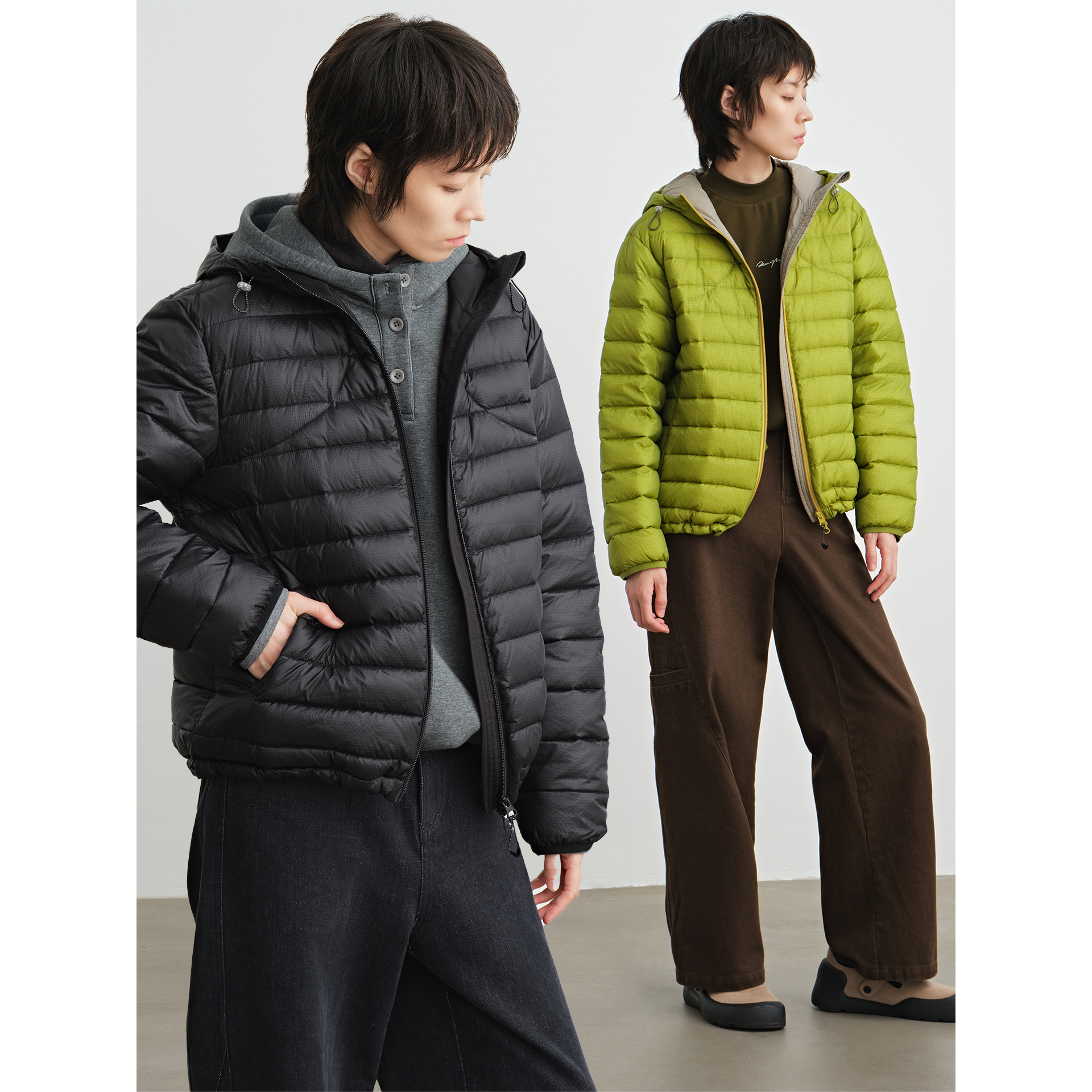 knighttom【轻薄保暖 小格子排骨羽绒服】连帽外套X253R097A
