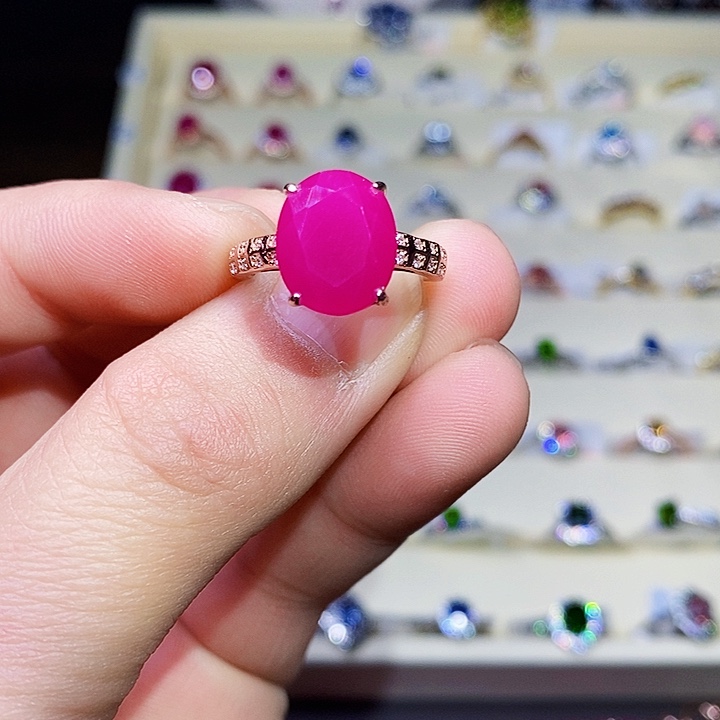 红宝石戒指银S925镶嵌咕*111111