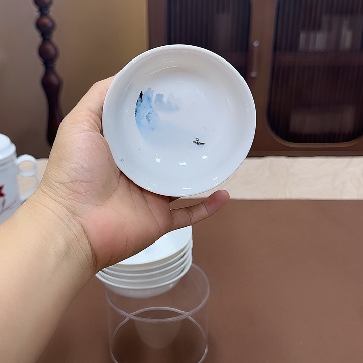 青花瓷4寸油碟水墨丹青6个装