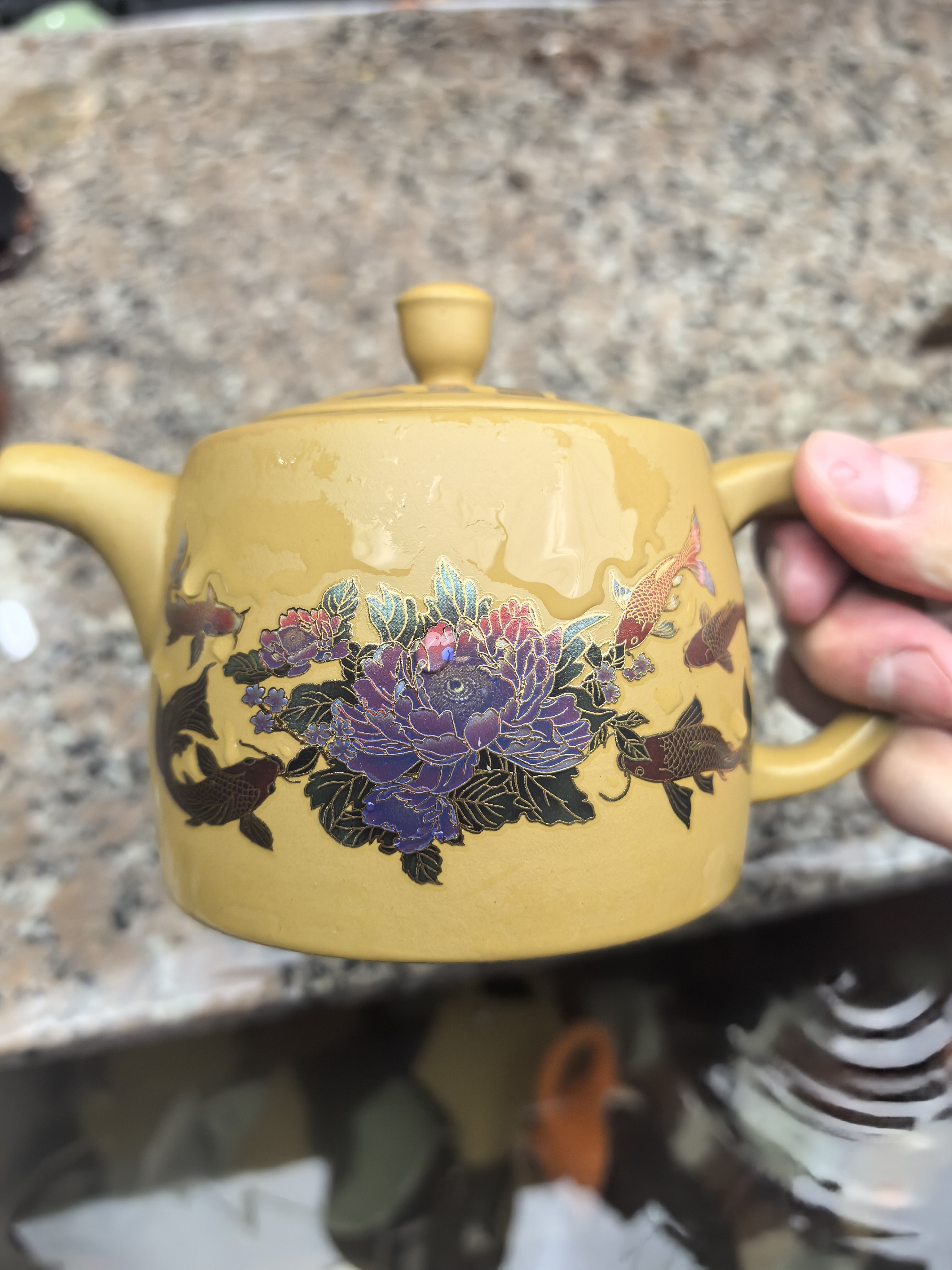 【闪购商品】黄段泥金玉满堂景兰壶K