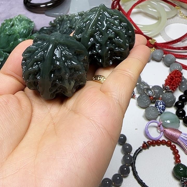 糖***y和田玉未镶嵌珠宝奇石手把件