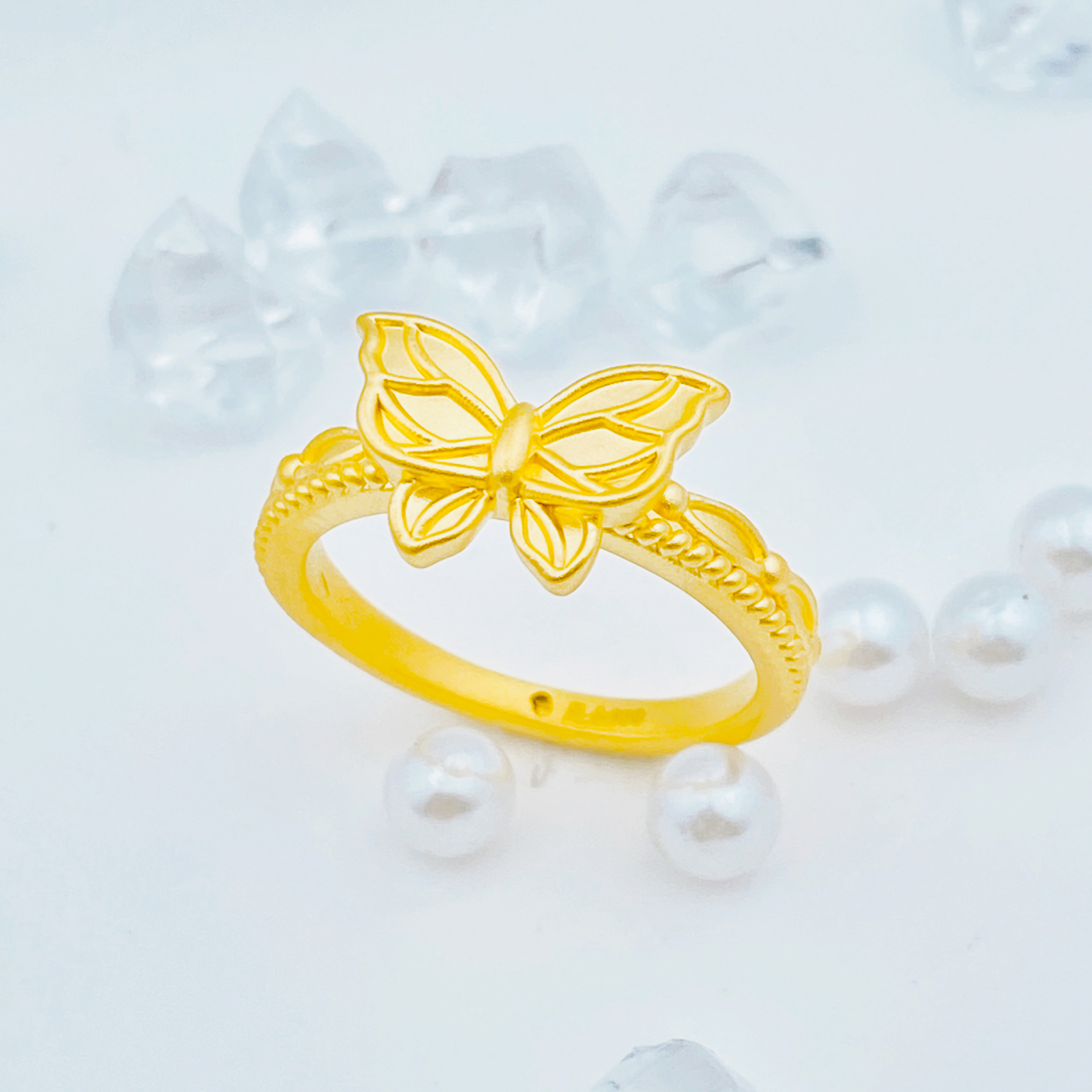 【国潮】足金999 蝴蝶戒指 1.52 14圈口