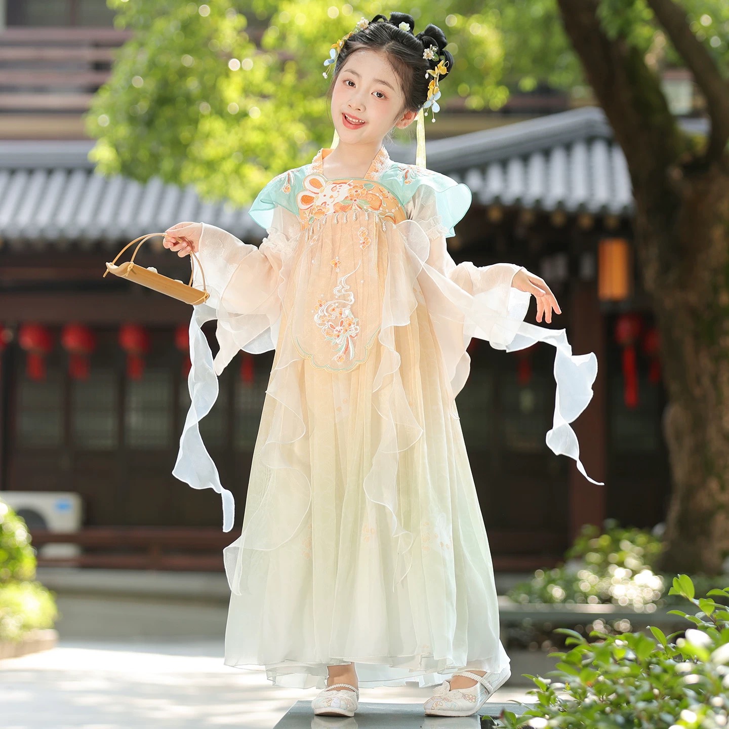 汉服女童秋季2025新款古风连衣裙小女孩国风唐装儿童超仙古装裙子
