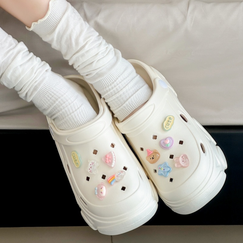 时尚EVA洞洞鞋网红高跟女神沙滩凉鞋松糕鞋底洞洞鞋夏季外穿防滑