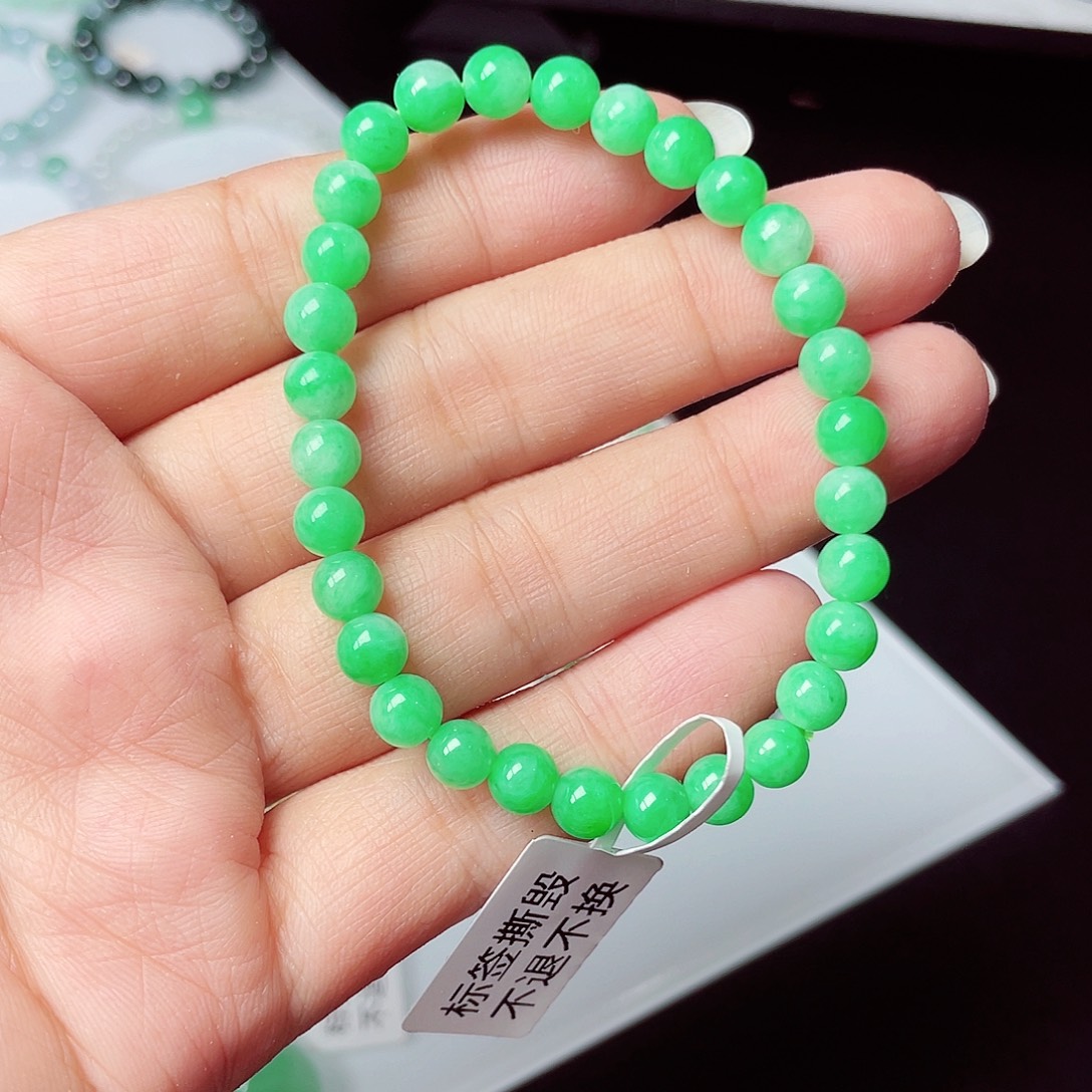 翡翠未镶嵌手链天然缅甸翡翠A货卡6