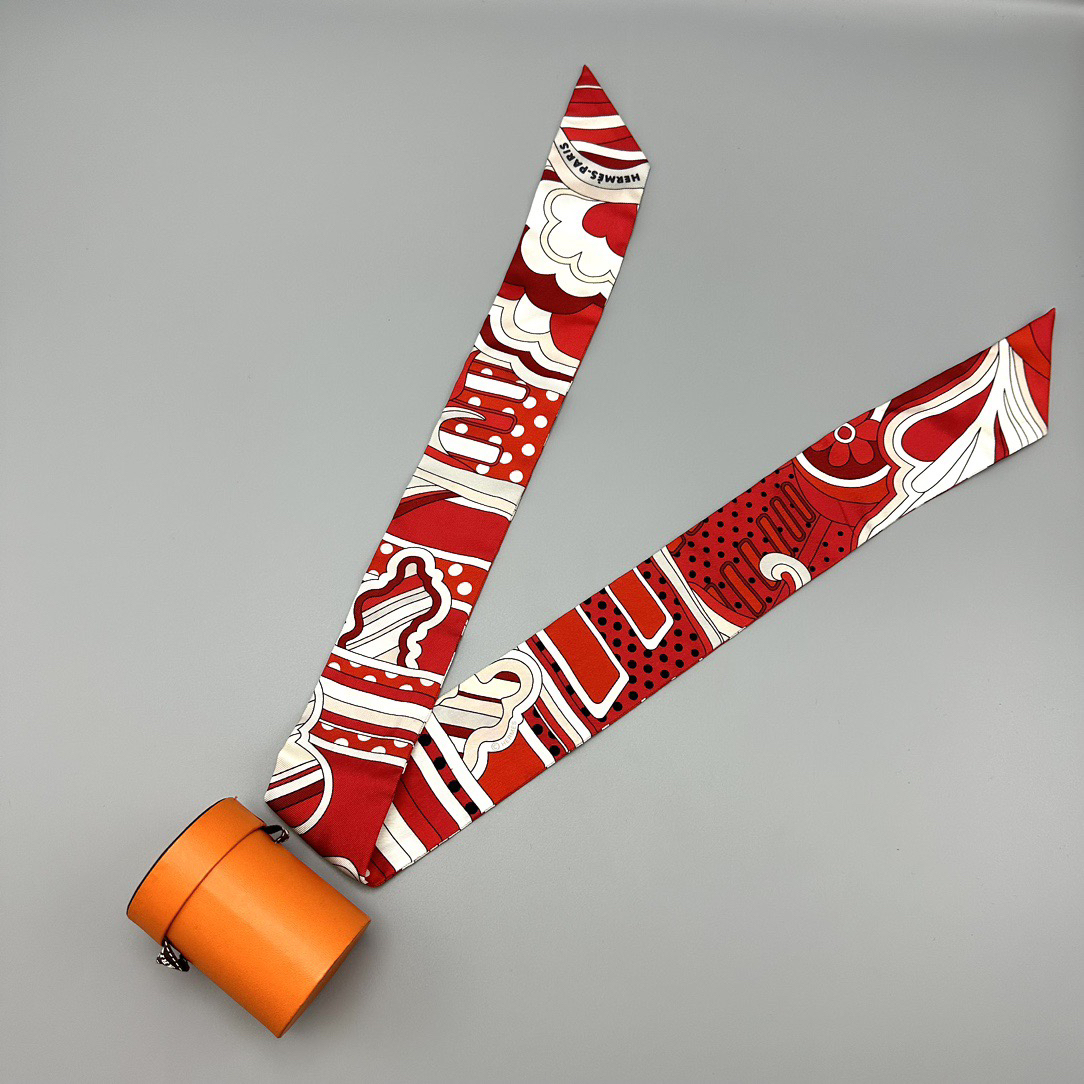 99新 Hermes/爱马仕 twilly“森林私语”丝巾 16029