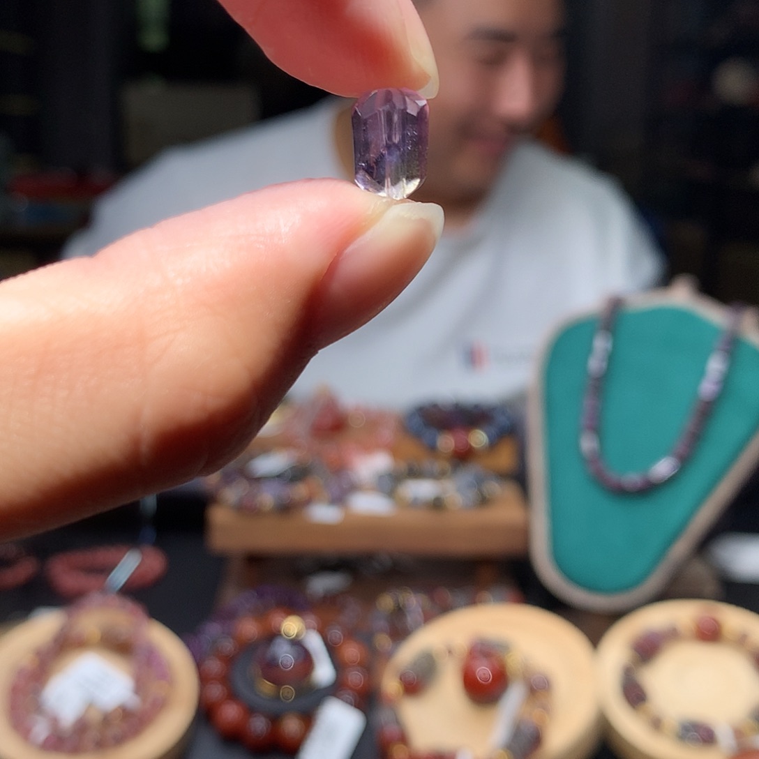 水晶未镶嵌珠宝半成品紫黄晶单颗