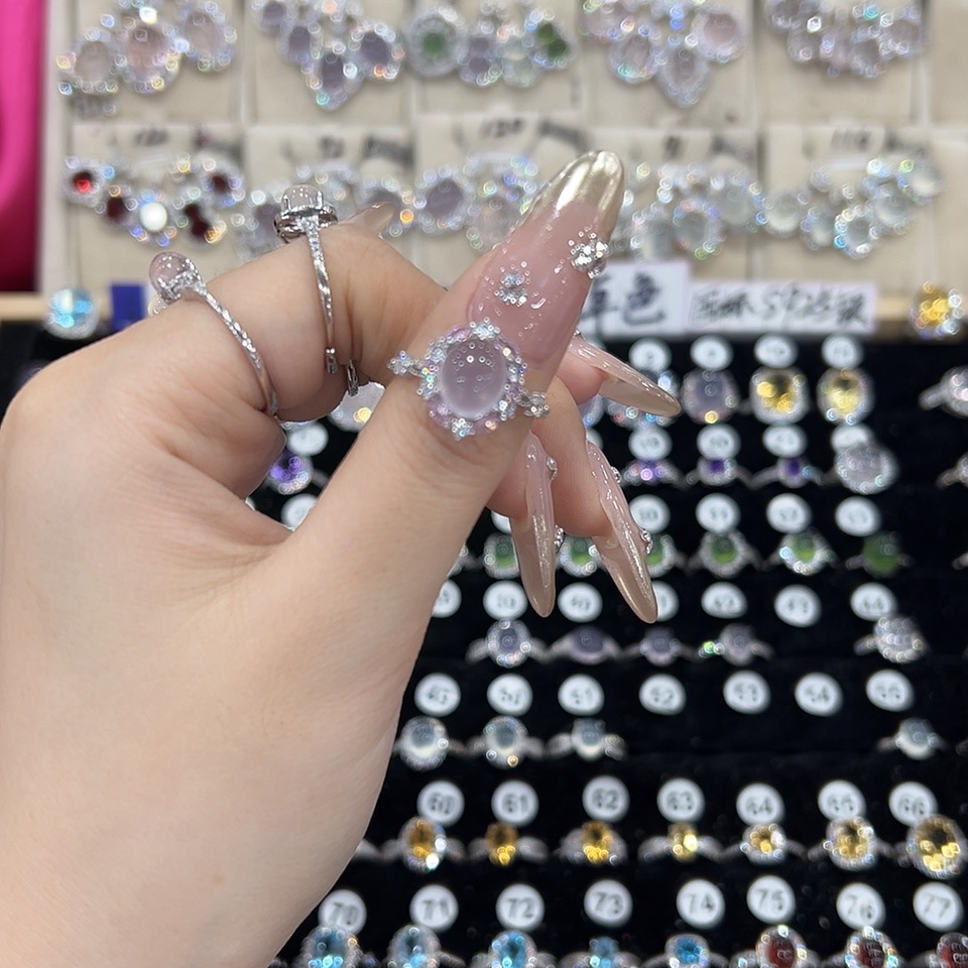 甜***宝银S925镶嵌戒指萤石