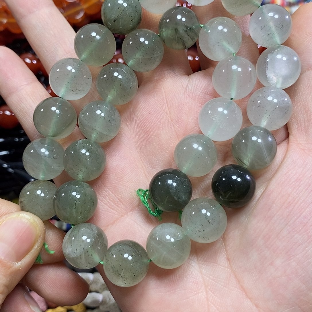 玛瑙/玉髓未镶嵌珠宝半成品云雾水晶一条卡14mm