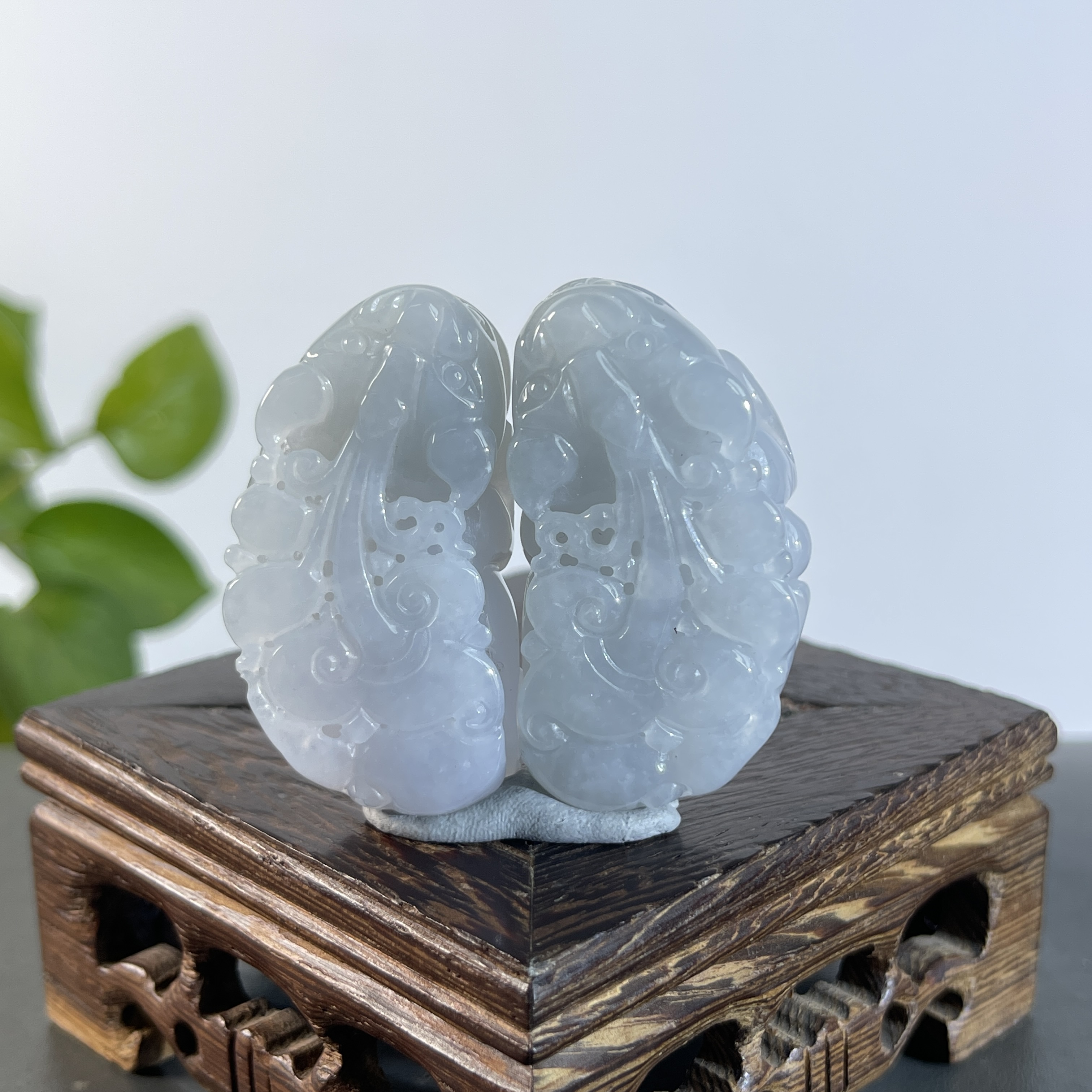 JXA02-79 天然缅甸A货翡翠  一对貔貅