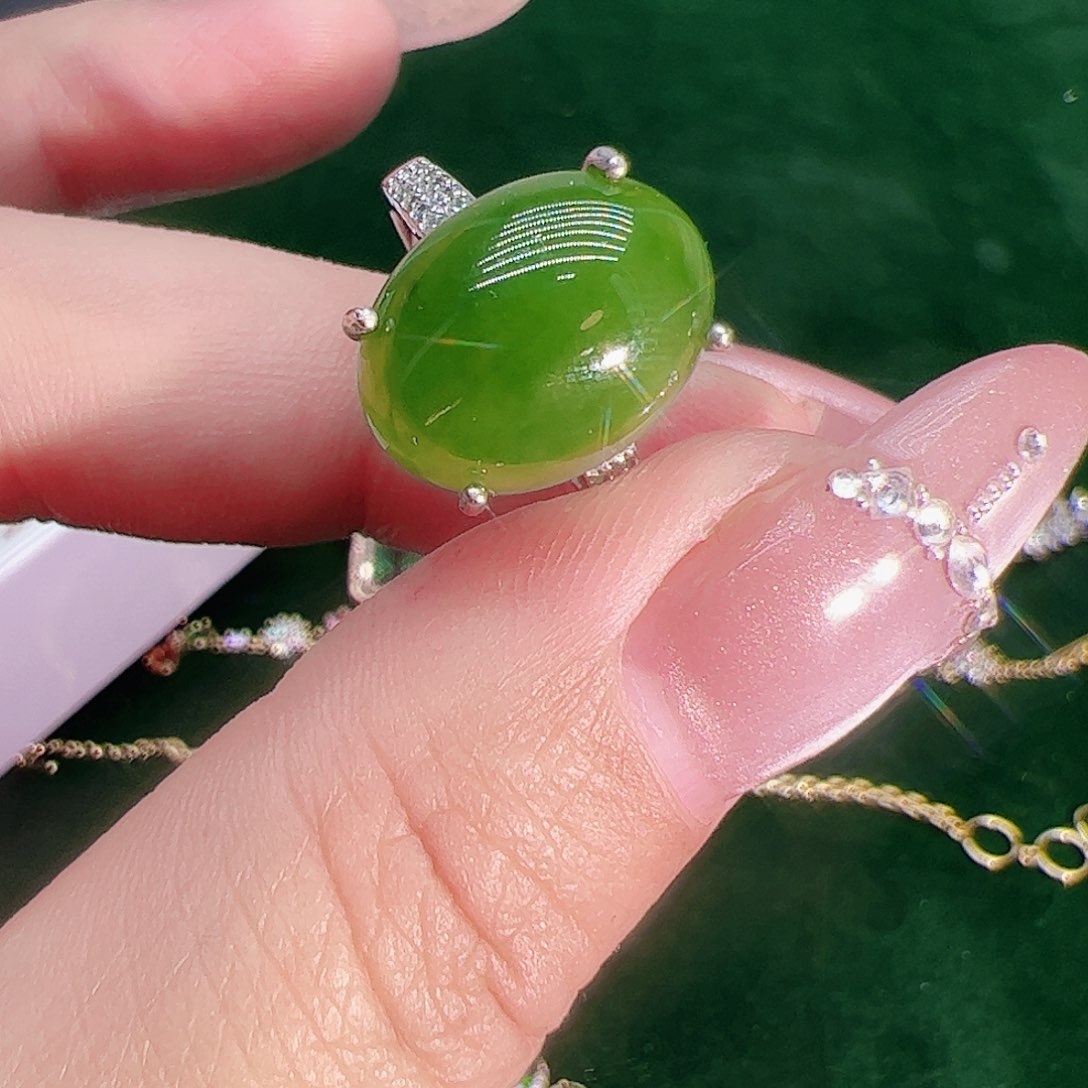 和田玉戒指银S925镶嵌