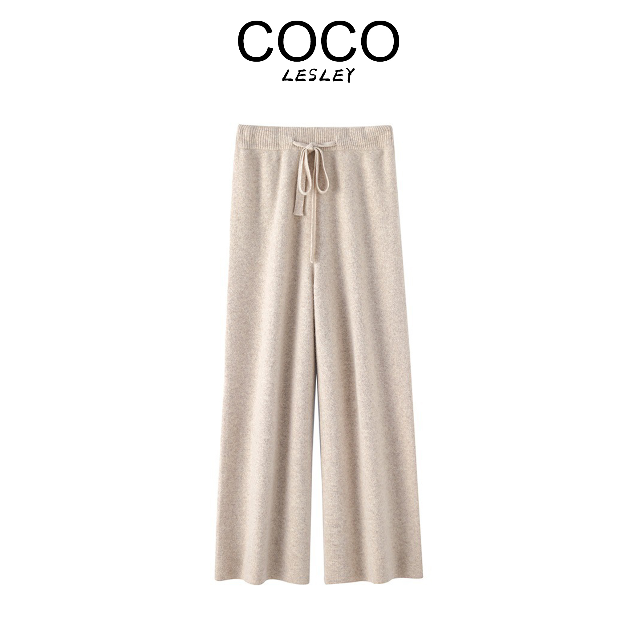 【COCO LESLEY】加厚针织羊毛裤女宽松高腰阔腿裤休闲直筒裤羊绒