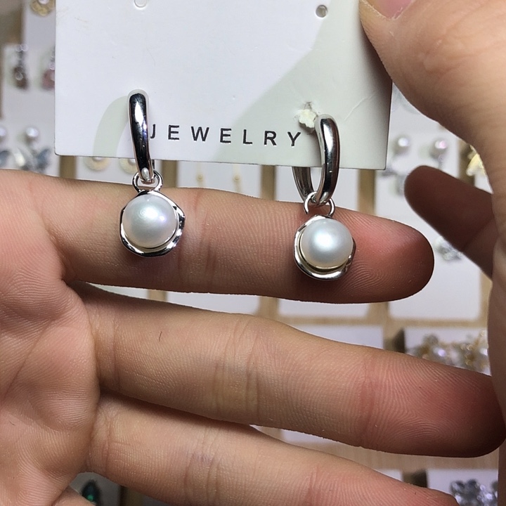 淡水珍珠耳饰银S925镶嵌