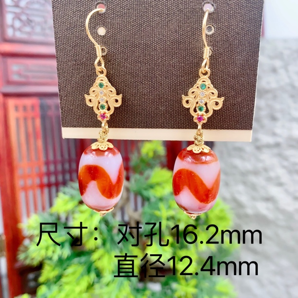 天珠虎牙三眼大鹏坛城三眼耳坠小众精致耳饰~多样性发货其一件