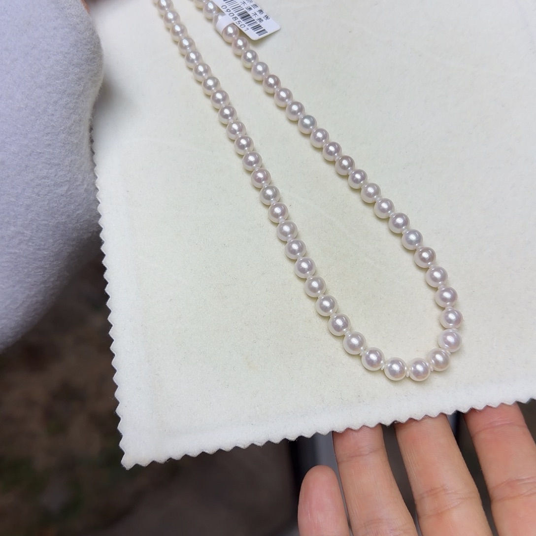 颈饰银S925镶嵌淡水珍珠7-8无核极光镜面正圆无暇炫彩冷白