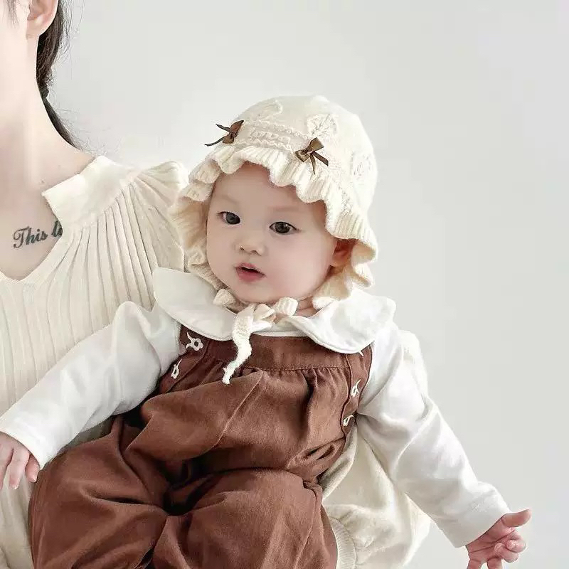 婴儿帽子秋冬季婴幼儿宝宝毛线帽公主帽外出加厚保暖防风护耳冬季