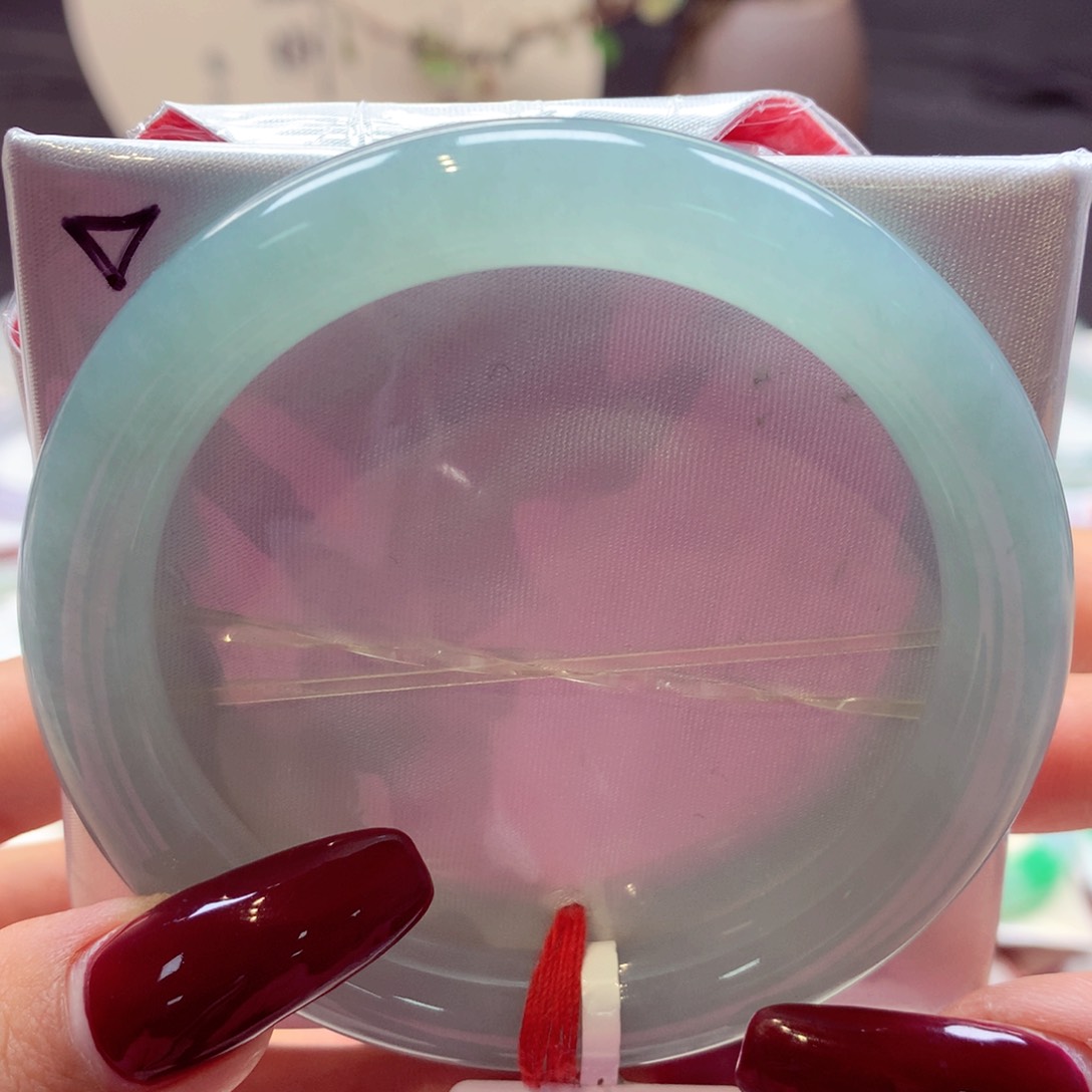 翡翠手镯未镶嵌圆条14号66